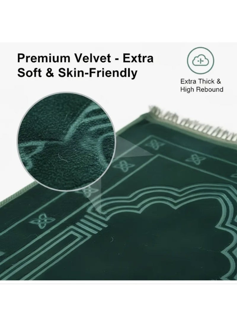 ohmoon Thickened And Enlarged Muslim Prayer Rug with Prayer Beads, with Non-Slip Bottom，80cmx 120cm - Image 2